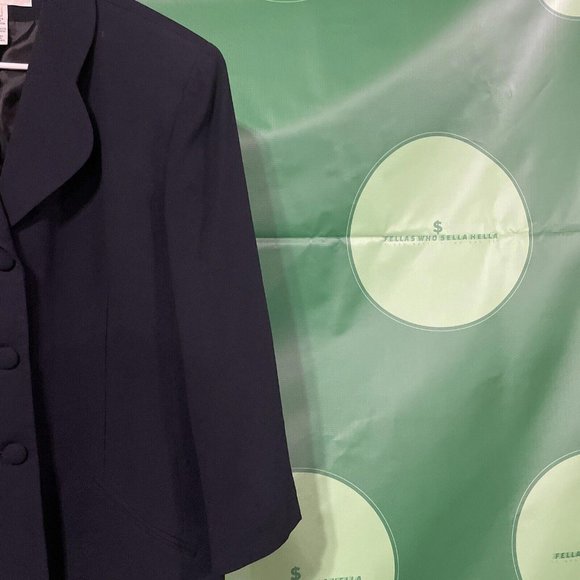 JONES NEW YORK Women's button front relaxed blazer in NAVY  Size 14 - VGUC - Picture 3 of 9